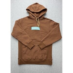 Supreme Hoodie Mens Medium Brown Blue Box Logo Fleece Pullover Sweatshirt